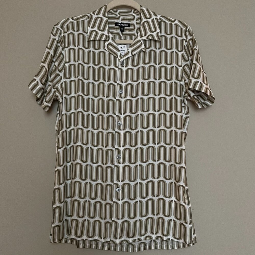 Express, XS, Geometric, Rayon Feel, Lightweight Button up Shirt